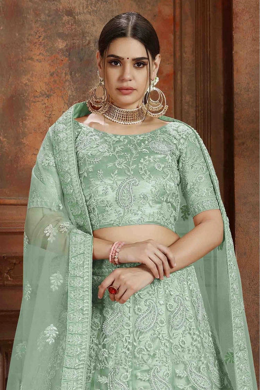 Green Soft Net Embroidery Lehenga Choli NCLC10810376