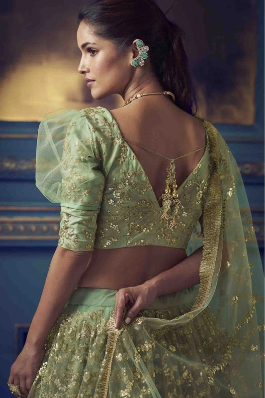 Green Soft Net Embroidery Lehenga Choli NCLC10810501