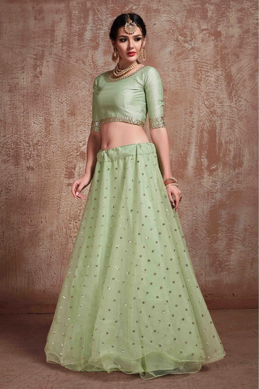 Green Soft Net Sequins Lehenga Choli NCLC10810515