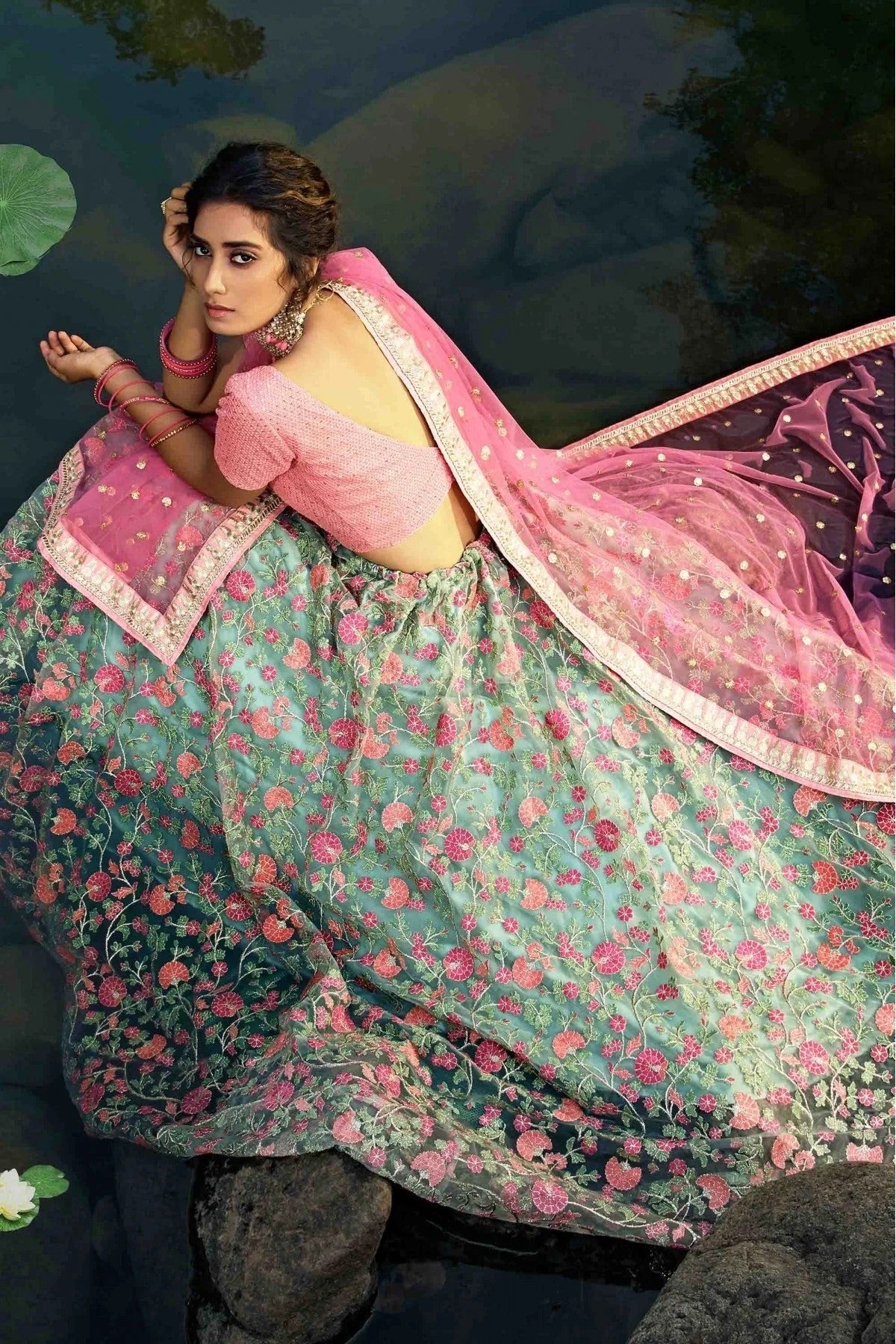 Green Soft Net Sequins Lehenga Choli NCLC10810522