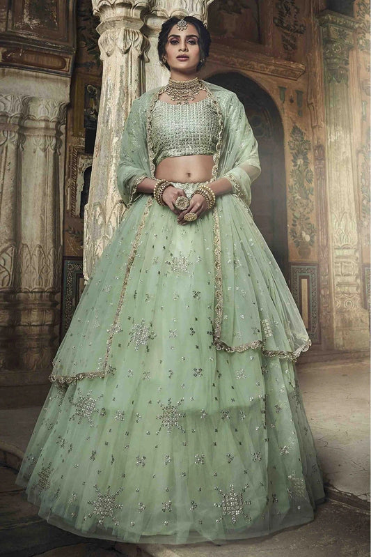 Green Soft Net Sequins Lehenga Choli NCLC10810542
