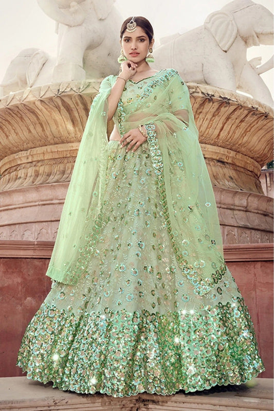 Green Soft Net Sequins Lehenga Choli NCLC10810558