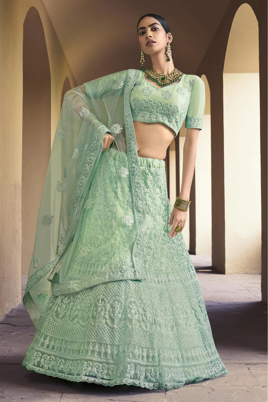 Green Soft Net Sequins Lehenga Choli NCLC10810564