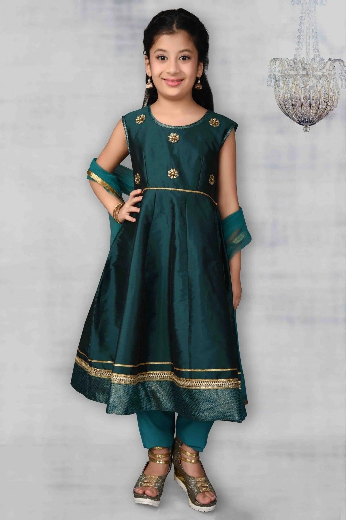 Green Taffeta Embroidery Anarkali Suit NCGW10710796