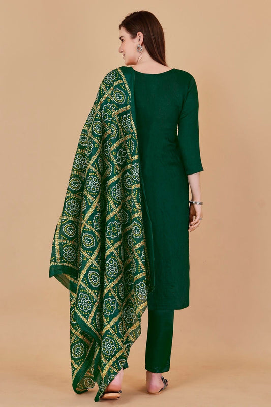 Green Unstitched Banarasi Jacquard Straight Suit NCUS11610322