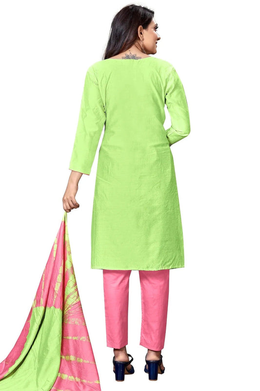 Green Unstitched Cotton Straight Suit NCUS11610486
