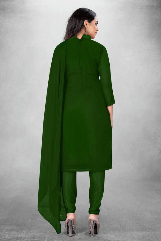 Green Unstitched Georgette Churidar Suit NCUS11610421