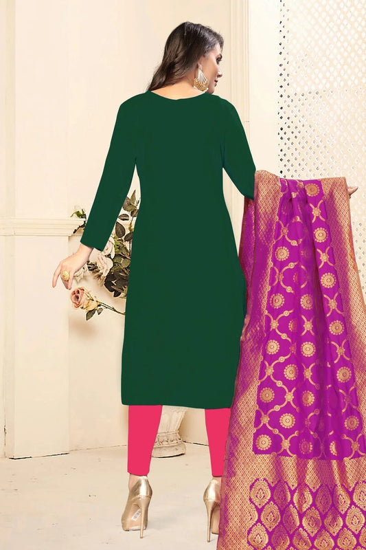 Green Unstitched Jaam Cotton Straight Suit NCUS11610362