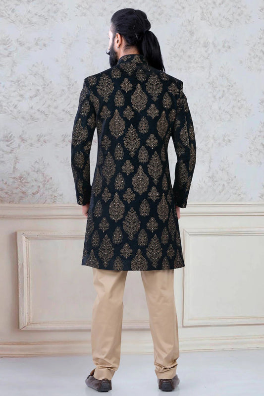Green Velvet Indo Western Sherwani NCSH11310201