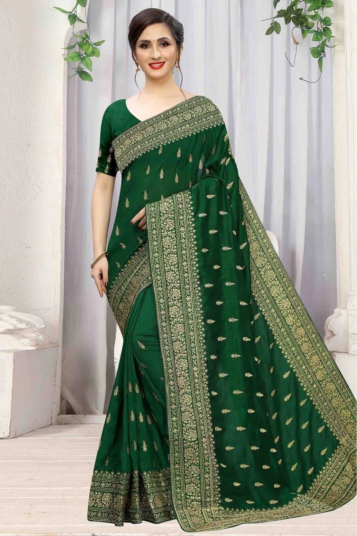 Green Vichitra Silk Designer Saree NCSD10910511