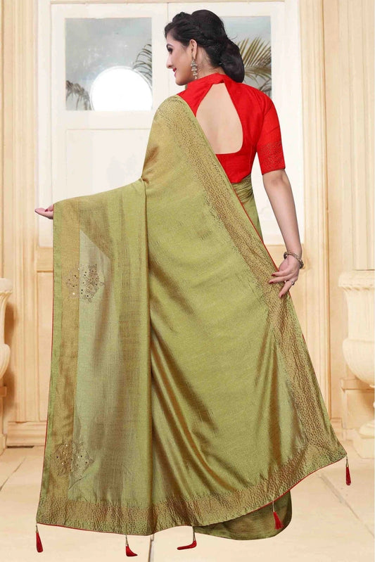 Green Vichitra Silk Designer Saree NCSD11210702