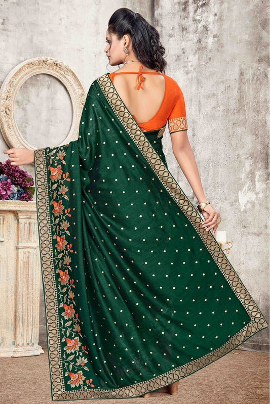 Green Vichitra Silk Designer Saree NCSD11210737