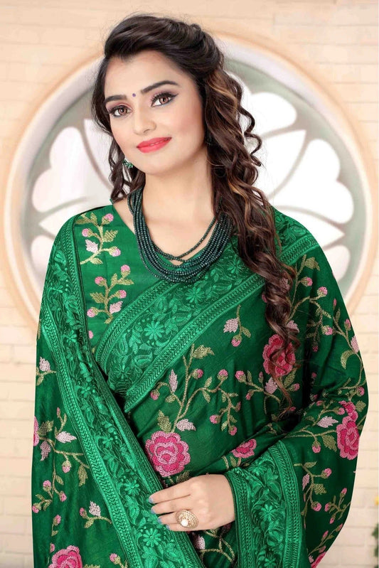 Green Vichitra Silk Designer Saree NCSD11210764