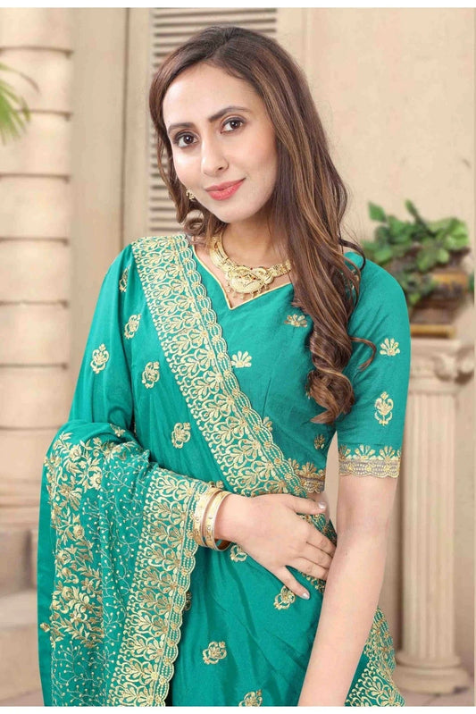 Green Vichitra Silk Embroidery Saree NCSD11210736