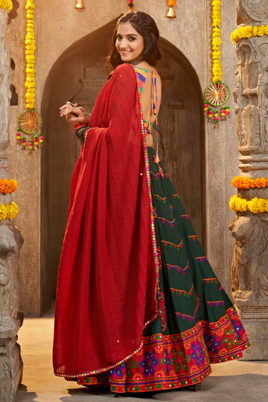 Green Viscose Rayon Navratri Lehenga NCLC11510121