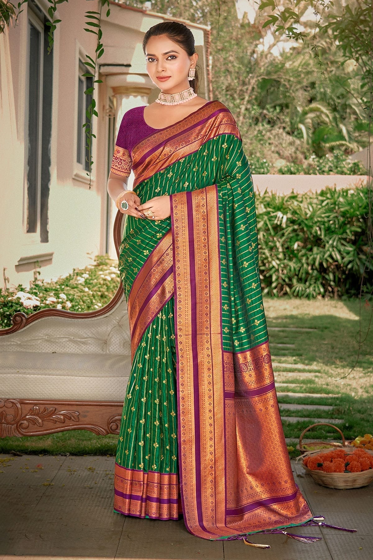 Green Woven Silk Saree NCSD11010471