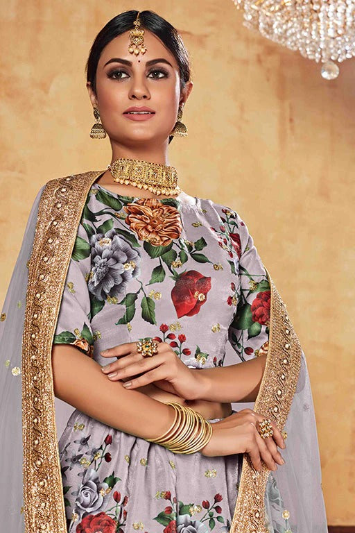 Grey Art Silk Designer Lehenga Choli NCLC12410138