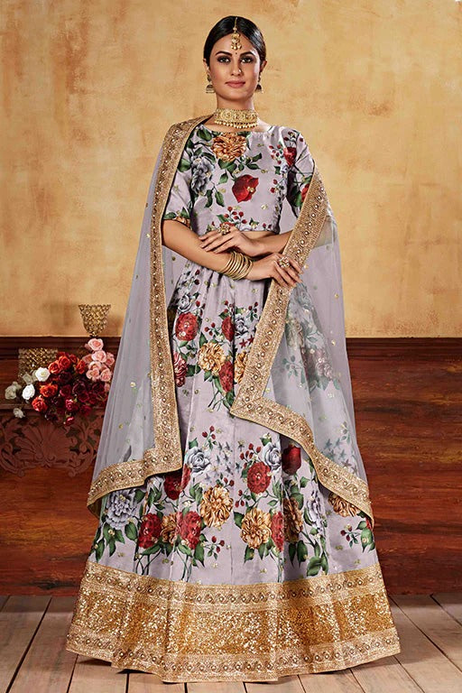 Grey Art Silk Designer Lehenga Choli NCLC12410138