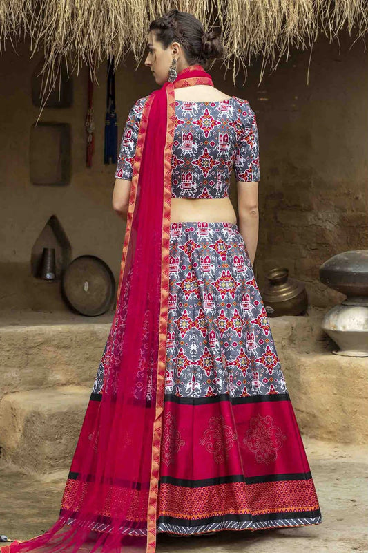 Grey Art Silk Printed Lehenga Choli NCLC11510137