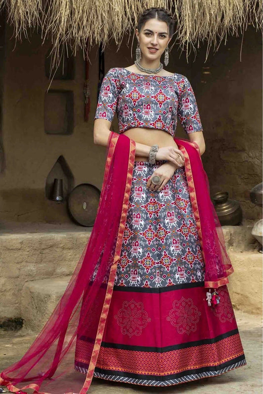 Grey Art Silk Printed Lehenga Choli NCLC11510137