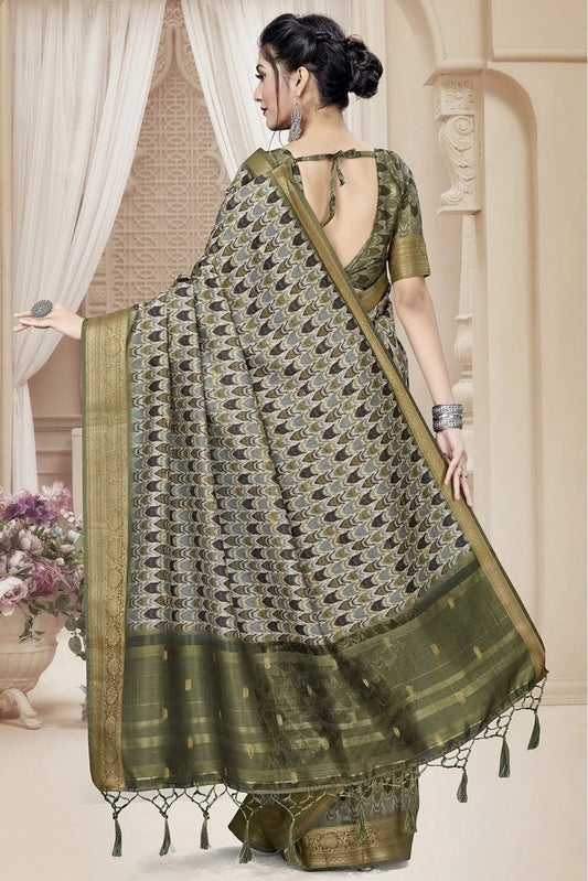 Grey Art Silk Printed Saree NCSD11210713