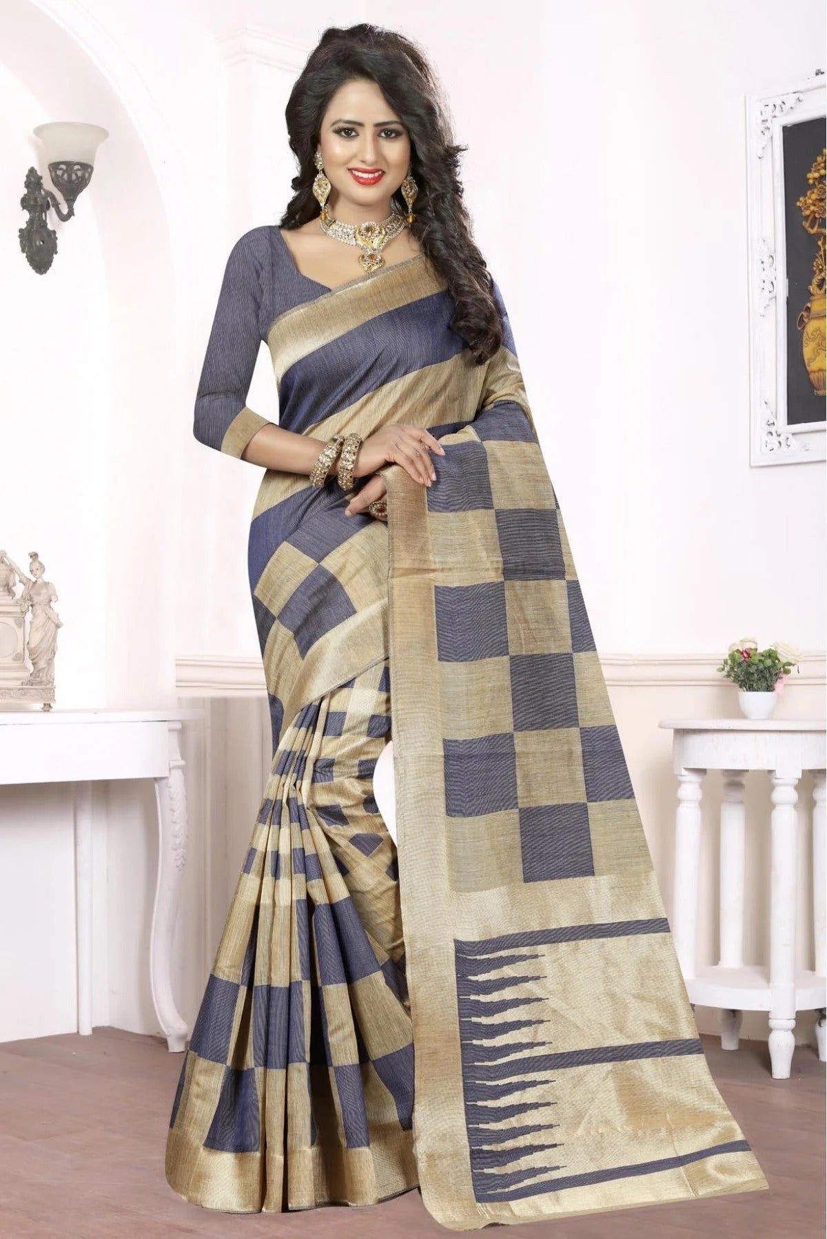 Grey Banarasi Art Silk Woven Saree NCSD11210568