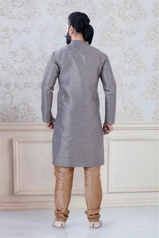 Grey Brocade Festival Wear Kurta Pajama NCKP11310148
