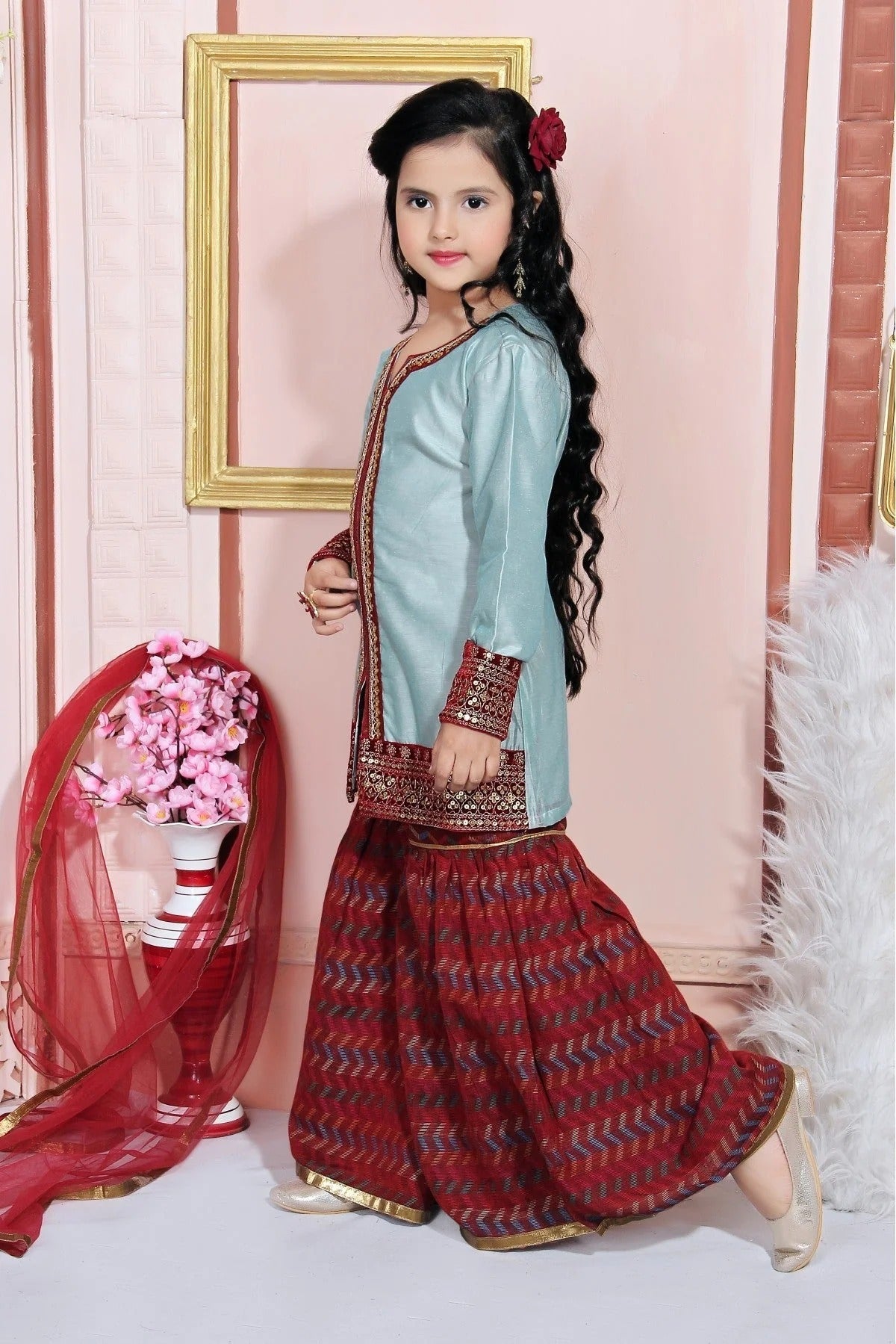 Grey Chanderi Silk Embroidery Sharara Suit NCGW10710785