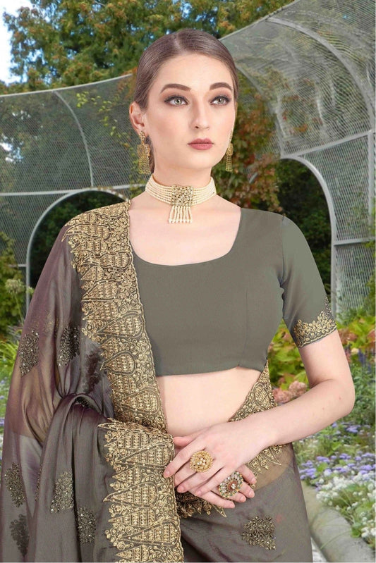 Grey Chiffon Designer Saree NCSD11210697