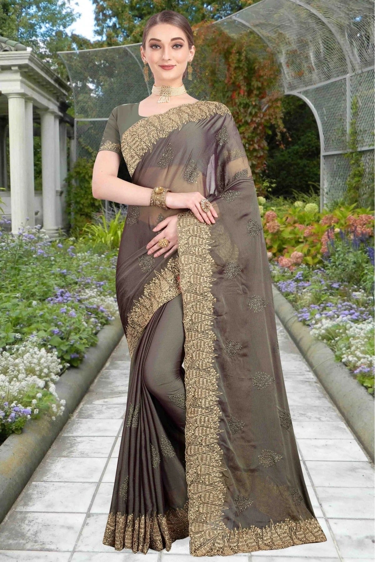 Grey Chiffon Designer Saree NCSD11210697
