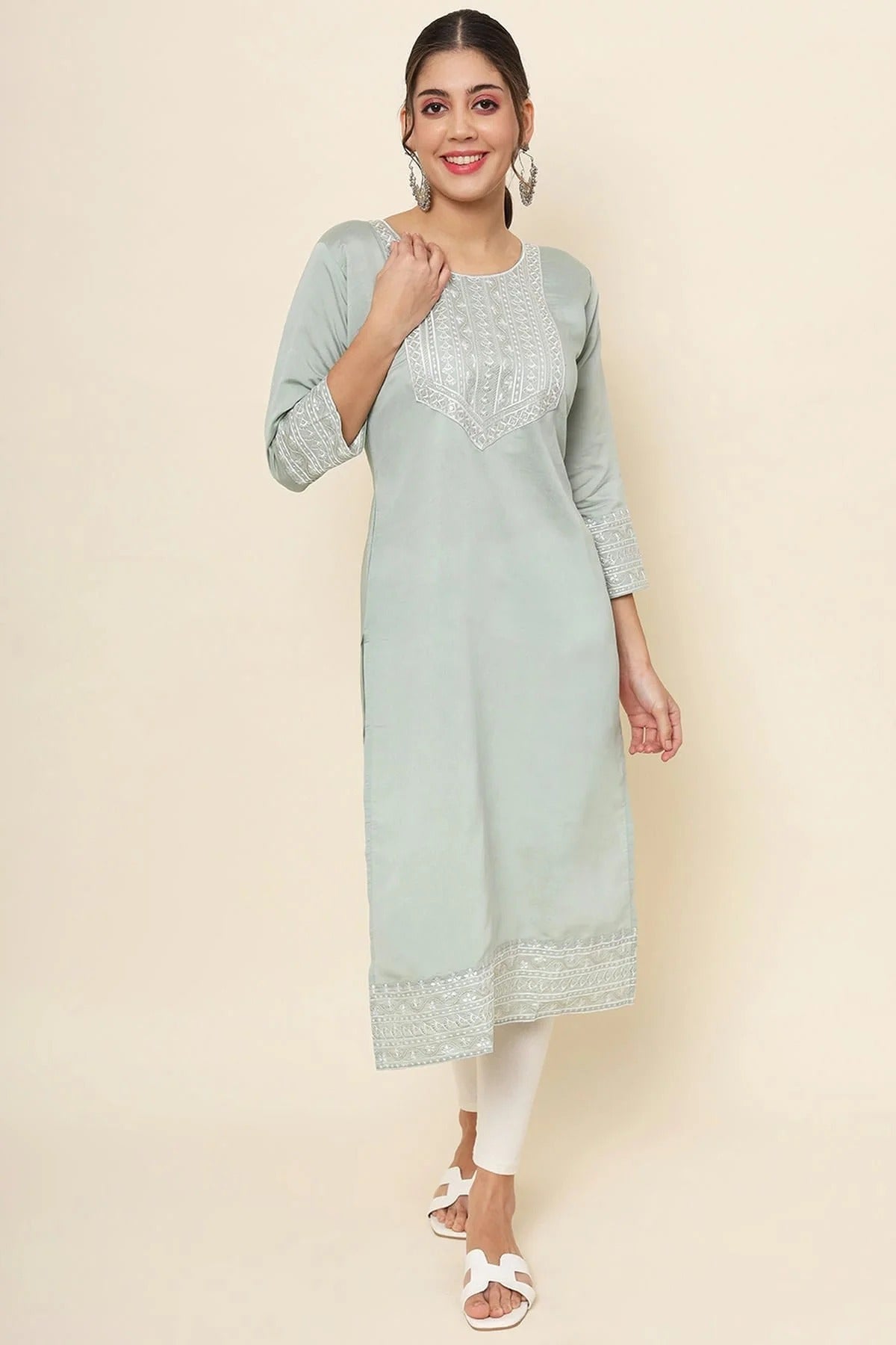 Grey Cotton Kurti NCKR11112093