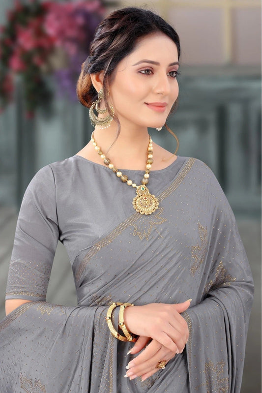 Grey Crepe SwaroNCki Saree NCSD11210810