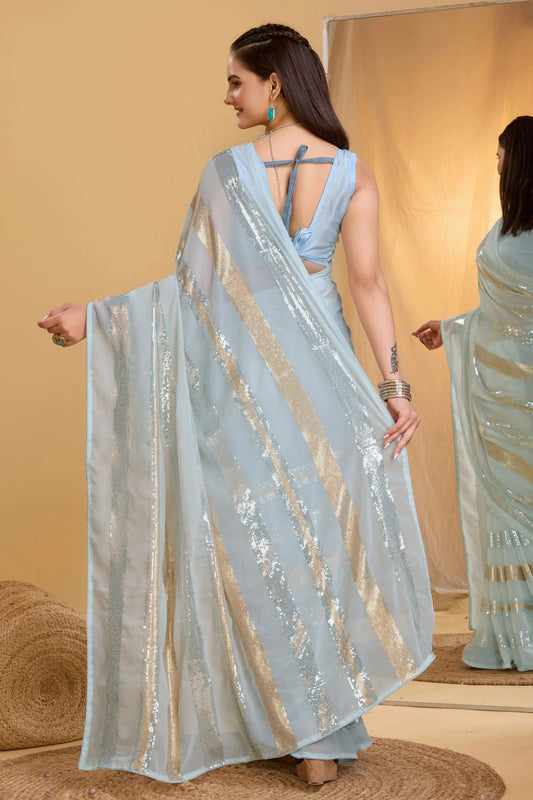 Grey Georgette Saree NCSD11112591