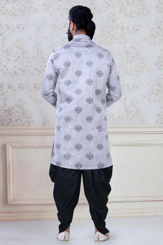 Grey Jacquard Festival Wear Dhoti Sherwani NCSH11310184
