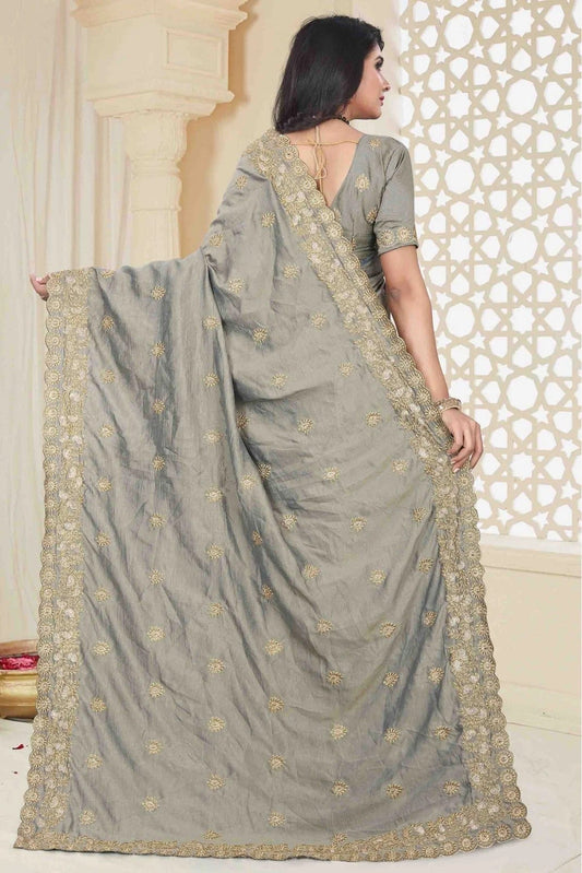 Grey Mayo Silk Designer Saree NCSD11210638