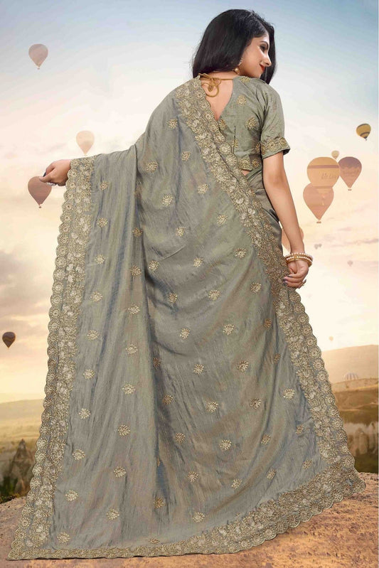Grey Mayo Silk Designer Saree NCSD11210657