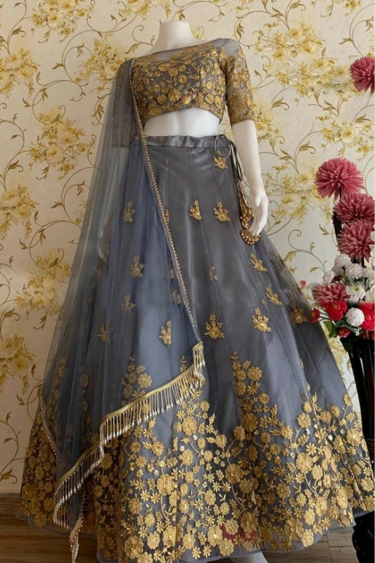Grey Net Lehenga Choli NCLC10210119