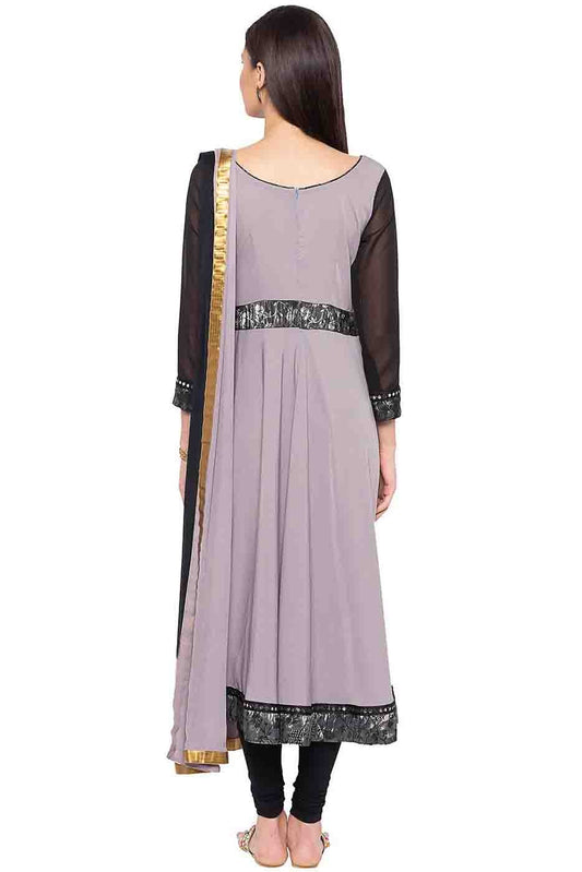 Grey Plus Size Crepe Embroidery Anarkali Suit NCSS10710553
