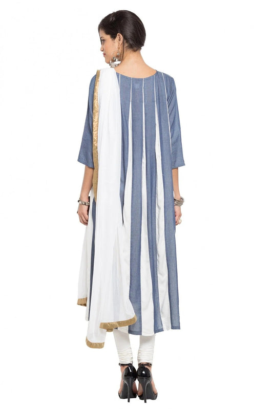 Grey Plus Size Stitched Cotton Churidar Suit NCSS10710490