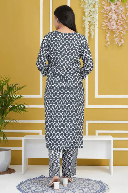 Grey Rayon Cotton Readymade Anarkali Suit NCSS11410448