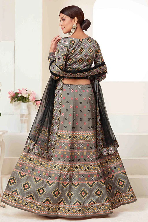 Grey Silk Designer Lehenga Choli NCLC12410150