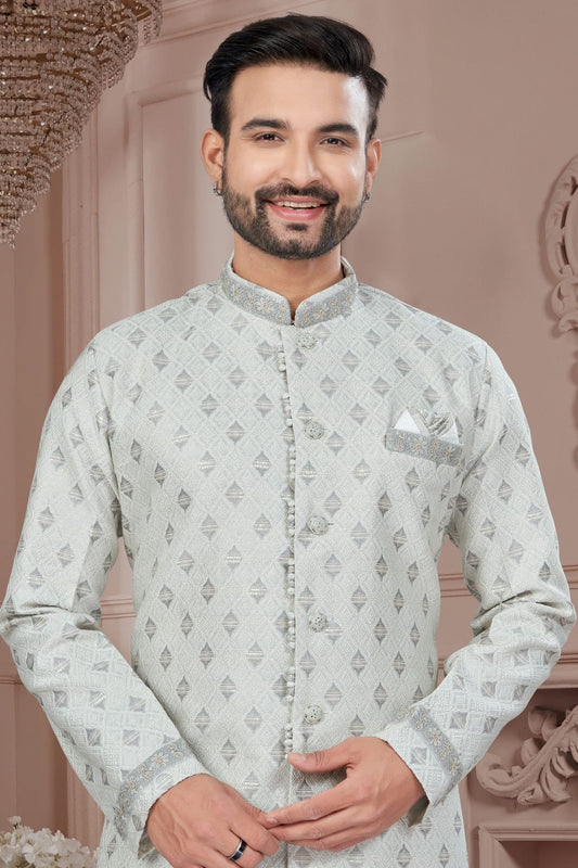 Grey Silk Dupion Sherwani NCSH10410211