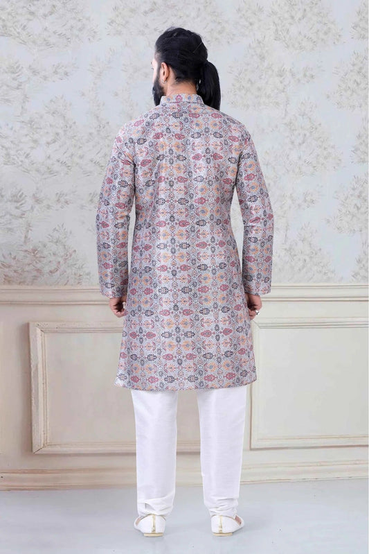 Grey Silk Festival Wear Kurta Pajama NCKP11310128