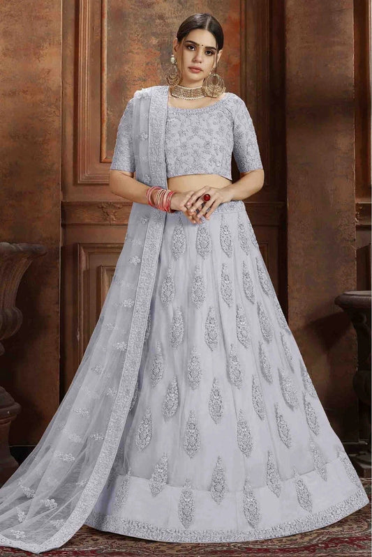 Grey Soft Net Embroidery Lehenga Choli NCLC10810498