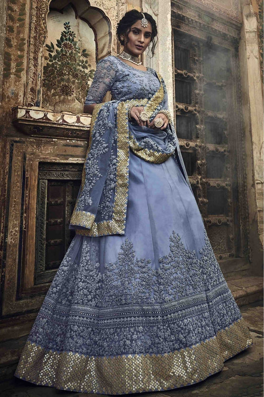 Grey Soft Net Embroidery Lehenga Choli NCLC10810544