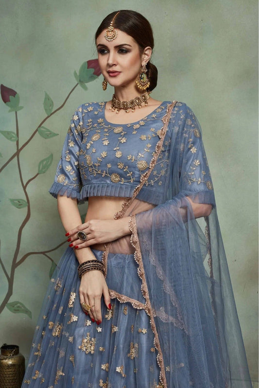 Grey Soft Net Sequins Lehenga Choli NCLC10810519