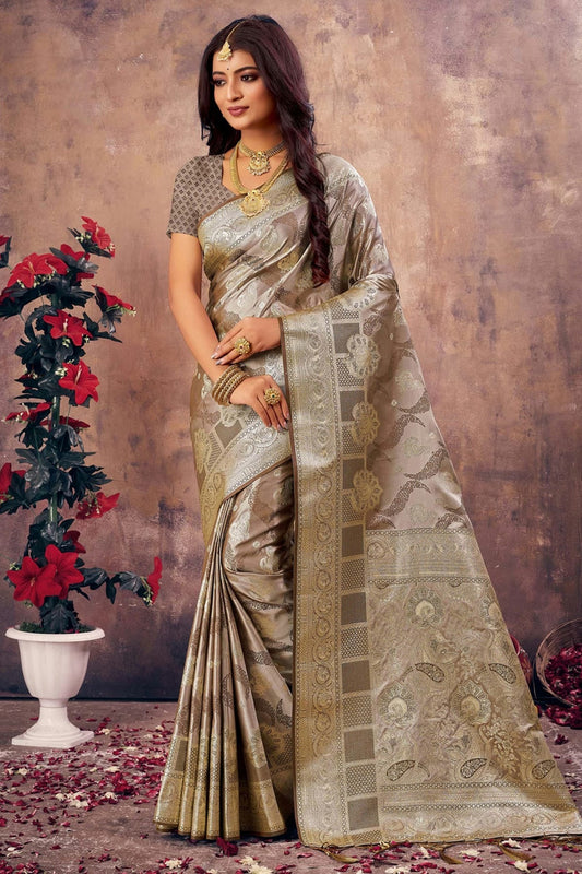 Grey Woven South Silk Saree NCSD11010541