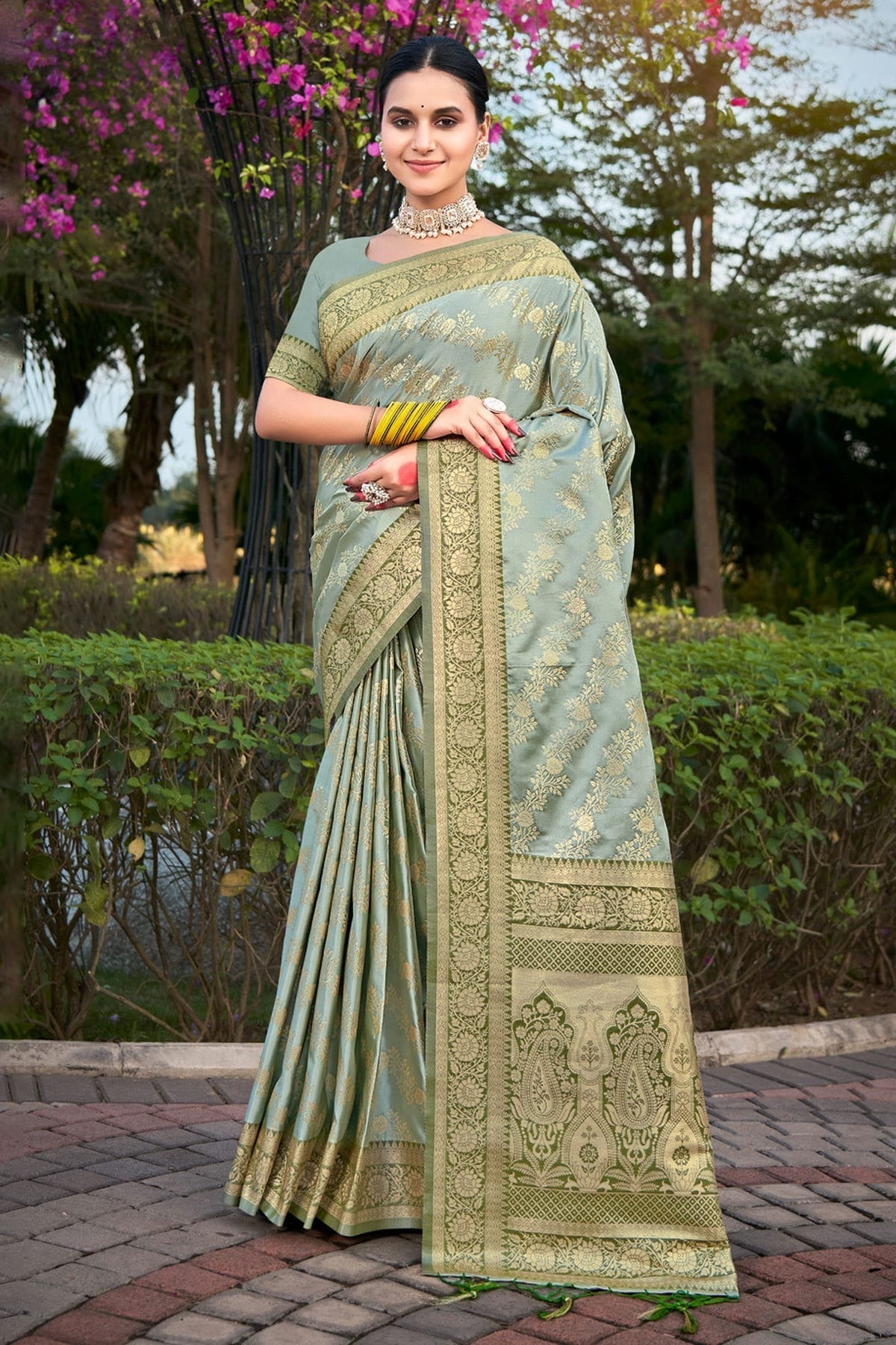 Grey Woven Stain Silk Saree NCSD11010507