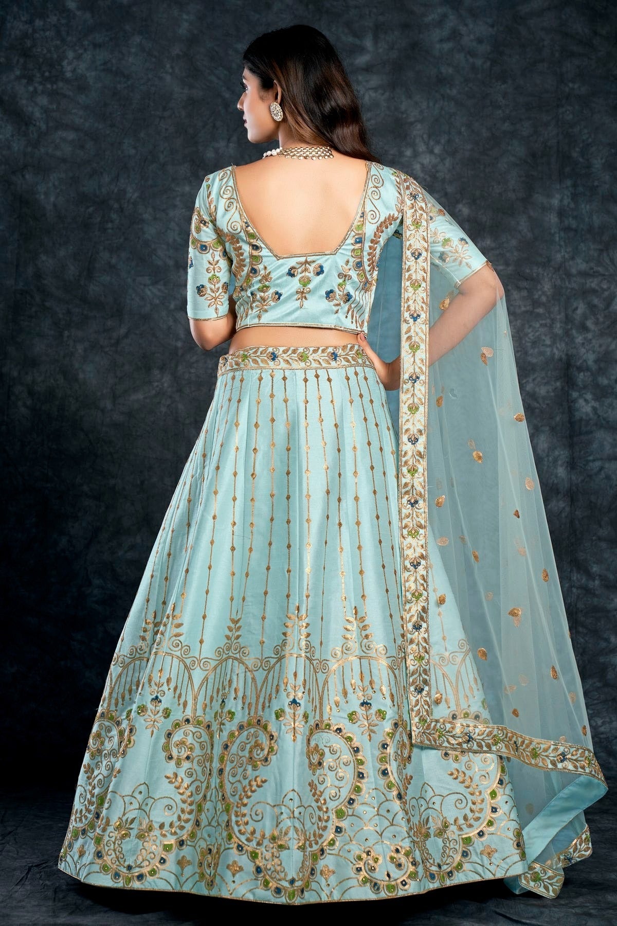 Italian Silk Designer Lehenga CholiIn Sky Blue NCLC12710157