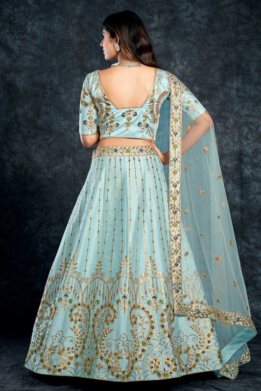 Italian Silk Designer Lehenga CholiIn Sky Blue NCLC12710157